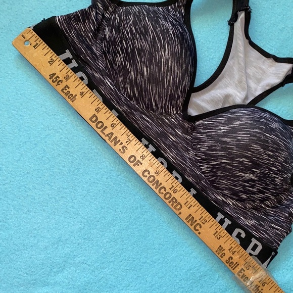 U.S. POLO ASSN. sports bra black gray key hole racer back lightly padded size L - Picture 6 of 7